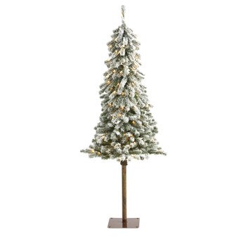 5 Flocked Alpine Christmas Artificial Tree with 150 Lights and 405 Bendable Branches - SKU #T1849