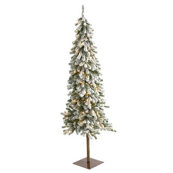 6 Flocked Alpine Christmas Artificial Tree with 200 Lights and 580 Bendable Branches - SKU #T1850