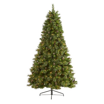 7.5 Golden Tip Washington Pine Artificial Christmas Tree with 600 Clear Lights Pine Cones and 1568 Bendable Branches - SKU #T1854
