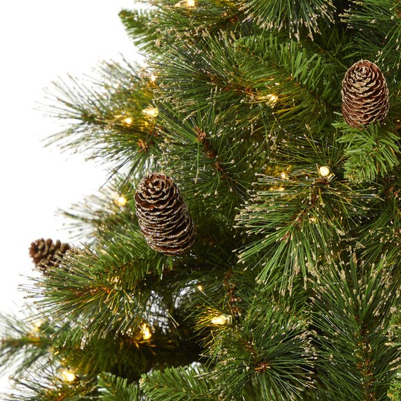 7.5 Golden Tip Washington Pine Artificial Christmas Tree with 600 Clear Lights Pine Cones and 1568 Bendable Branches - SKU #T1854 - 3