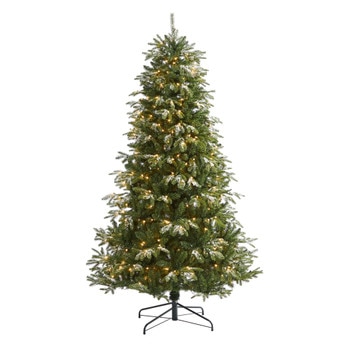 7 Snowed Grand Teton Artificial Christmas Tree with 500 Clear Lights and 1050 Bendable Branches - SKU #T1858