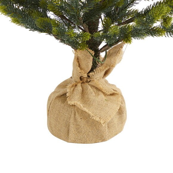 5 Fraser Fir Natural Look Artificial Christmas Tree with 200 Clear LED Lights a Burlap Base and 853 Bendable Branches - SKU #T1865 - 5