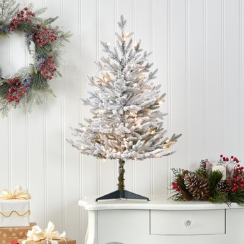 3 Flocked Fraser Fir Artificial Christmas Tree with 200 Warm White Lights and 481 Bendable Branches - SKU #T1866