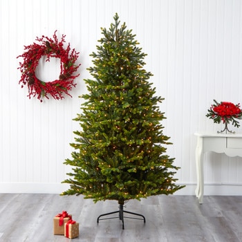 7 North Carolina Fir Artificial Christmas Tree with 550 Clear Lights and 3703 Bendable Branches - SKU #T1892