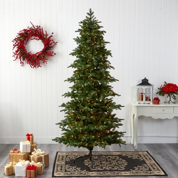 8 South Carolina Fir Artificial Christmas Tree with 650 Clear LED Lights and 2598 Bendable Branches - SKU #T1894