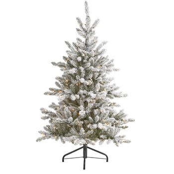 5 Flocked West Virginia Spruce Artificial Christmas Tree with 200 Clear Lights and 604 Bendable Branches - SKU #T1900