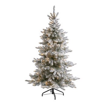 6 Flocked West Virginia Spruce Artificial Christmas Tree with 300 Clear Lights and 850 Bendable Branches - SKU #T1901