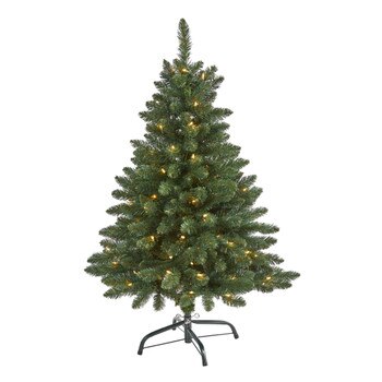 4 Northern Rocky Spruce Artificial Christmas Tree with 100 Clear Lights and 268 Bendable Branches - SKU #T1912