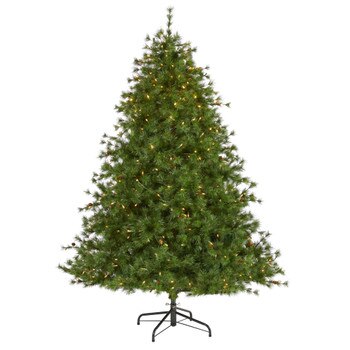 7 Colorado Mountain Pine Artificial Christmas Tree with 450 Clear Lights 1453 Bendable Branches and Pine Cones - SKU #T1919