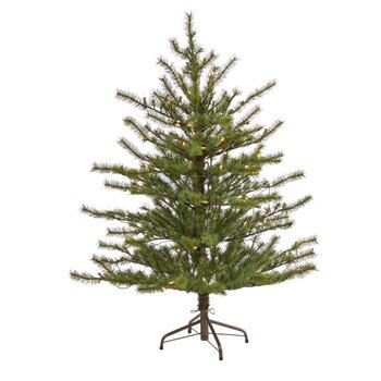 4 Vancouver Mountain Pine Artificial Christmas Tree with 100 Clear Lights and 374 Bendable Branches - SKU #T1921