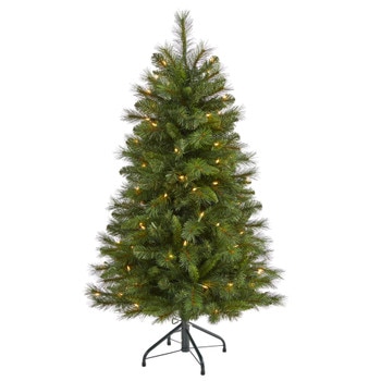 4 West Virginia Mountain Pine Artificial Christmas Tree with 100 Clear Lights and 322 Bendable Branches - SKU #T1923