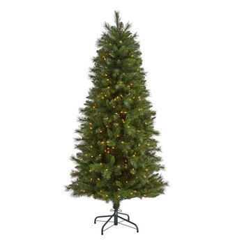 6 Slim West Virginia Mountain Pine Artificial Christmas Tree with 300 Clear Lights and 629 Bendable Branches - SKU #T1924