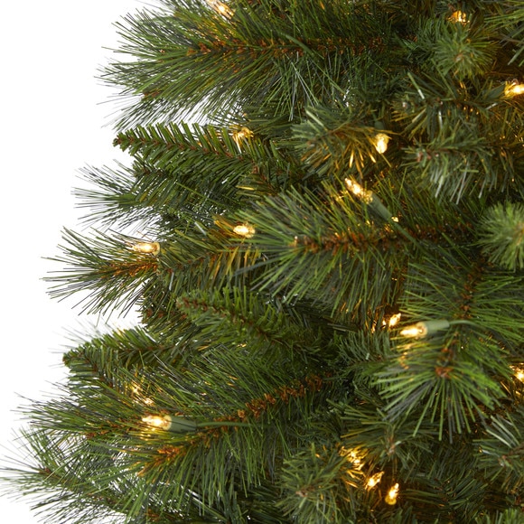 7.5 Slim West Virginia Mountain Pine Artificial Christmas Tree with 450 Clear Lights and 967 Bendable Branches - SKU #T1925 - 2