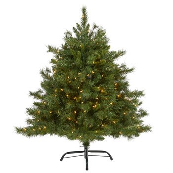 4 Wyoming Mixed Pine Artificial Christmas Tree with 250 Clear Lights and 462 Bendable Branches - SKU #T1928