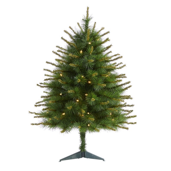 3 New England Pine Artificial Christmas Tree with 50 Clear Lights and 117 Bendable Branches - SKU #T1940