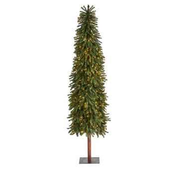 7 Grand Alpine Artificial Christmas Tree with 400 Clear Lights and 950 Bendable Branches on Natural Trunk - SKU #T1947