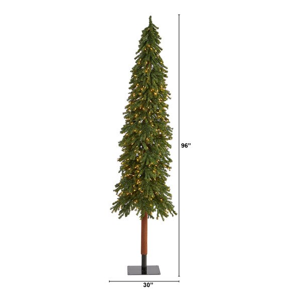 8 Grand Alpine Artificial Christmas Tree with 500 Clear Lights and 1051 Branches on Natural Trunk - SKU #T1948 - 1