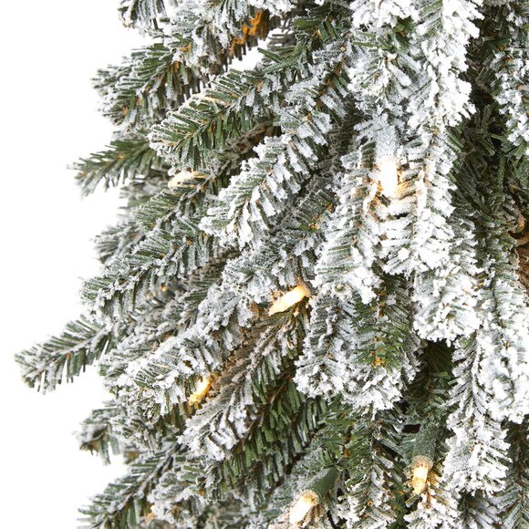 5 Flocked Grand Alpine Artificial Christmas Tree with 200 Clear Lights and 469 Bendable Branches on Natural Trunk - SKU #T1952 - 2