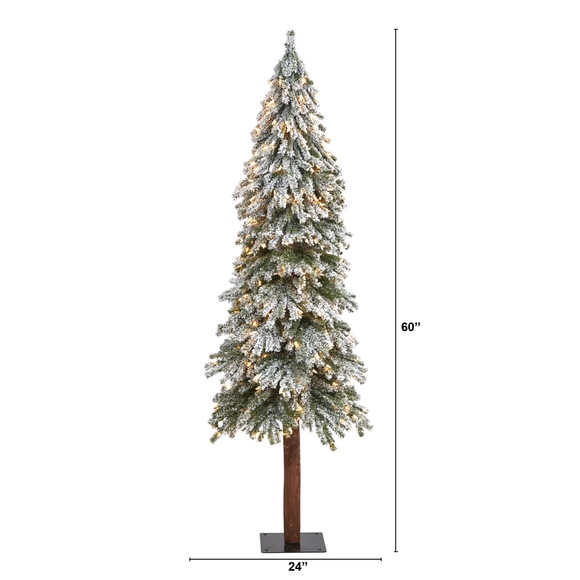 6 Flocked Grand Alpine Artificial Christmas Tree with 300 Lights and 601 Branches on Natural Trunk - SKU #T1953 - 1