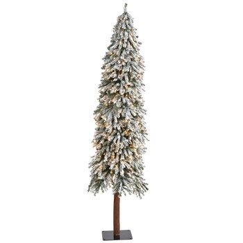 7 Flocked Grand Alpine Artificial Christmas Tree with 400 Lights and 950 Branches on Natural Trunk - SKU #T1954