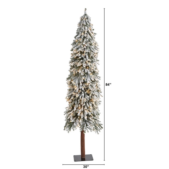 7 Flocked Grand Alpine Artificial Christmas Tree with 400 Lights and 950 Branches on Natural Trunk - SKU #T1954 - 1