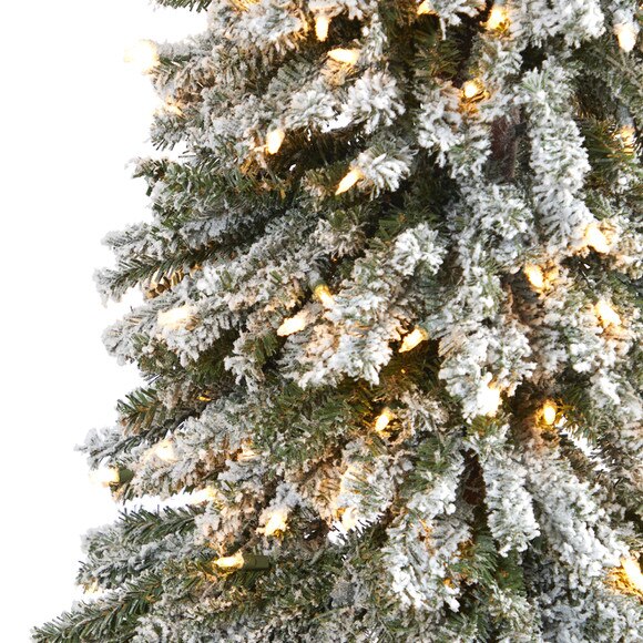 7 Flocked Grand Alpine Artificial Christmas Tree with 400 Lights and 950 Branches on Natural Trunk - SKU #T1954 - 2