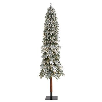 8 Flocked Grand Alpine Artificial Christmas Tree with 500 Lights and 1051 Branches on Natural Trunk - SKU #T1955