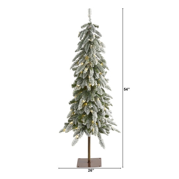 4.5 Flocked Washington Alpine Christmas Artificial Tree with 100 White Warm LED Lights and 285 Bendable Branches - SKU #T1960 - 1