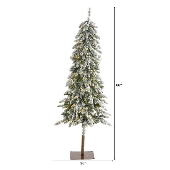 5.5 Flocked Washington Alpine Christmas Artificial Tree with 150 White Warm LED Lights and 377 Bendable Branches - SKU #T1961 - 1