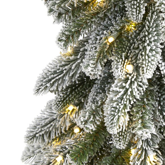 5.5 Flocked Washington Alpine Christmas Artificial Tree with 150 White Warm LED Lights and 377 Bendable Branches - SKU #T1961 - 2