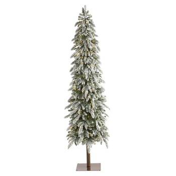 7.5 Flocked Washington Alpine Christmas Artificial Tree with 350 White Warm LED Lights and 877 Bendable Branches - SKU #T1962