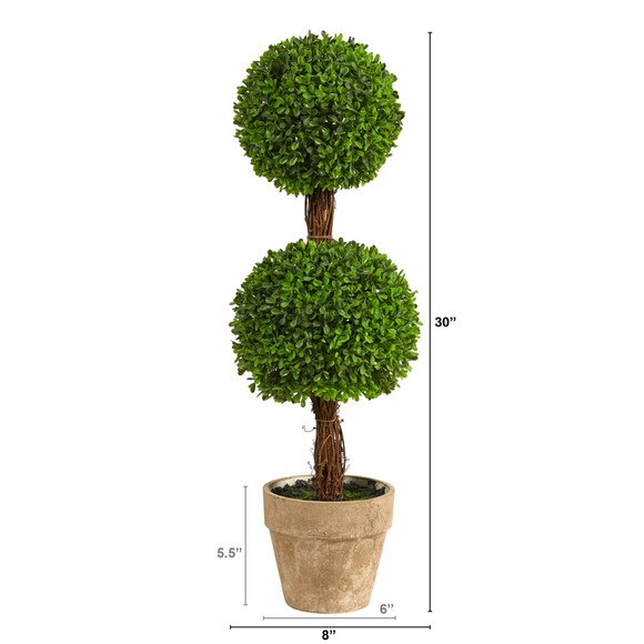 2.5 Boxwood Double Ball Topiary Artificial Tree Indoor/Outdoor - SKU #T2023 - 1