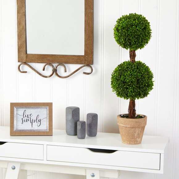 2.5 Boxwood Double Ball Topiary Artificial Tree Indoor/Outdoor - SKU #T2023 - 2