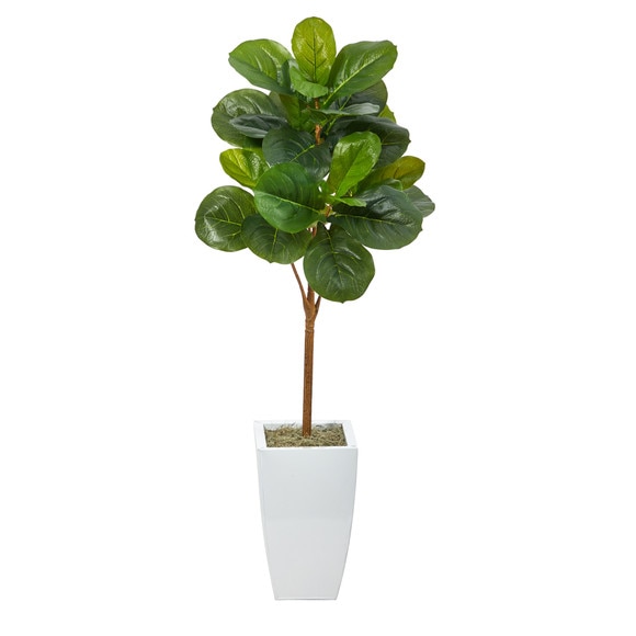 45 Fiddle Leaf Artificial Tree in White Metal Planter - SKU #T2110
