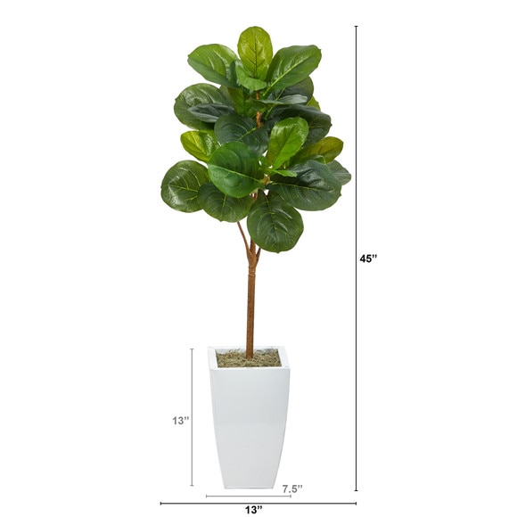 45 Fiddle Leaf Artificial Tree in White Metal Planter - SKU #T2110 - 1