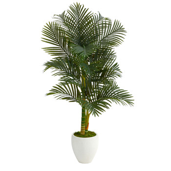 5 Paradise Palm Artificial Tree in White Planter - SKU #T2121