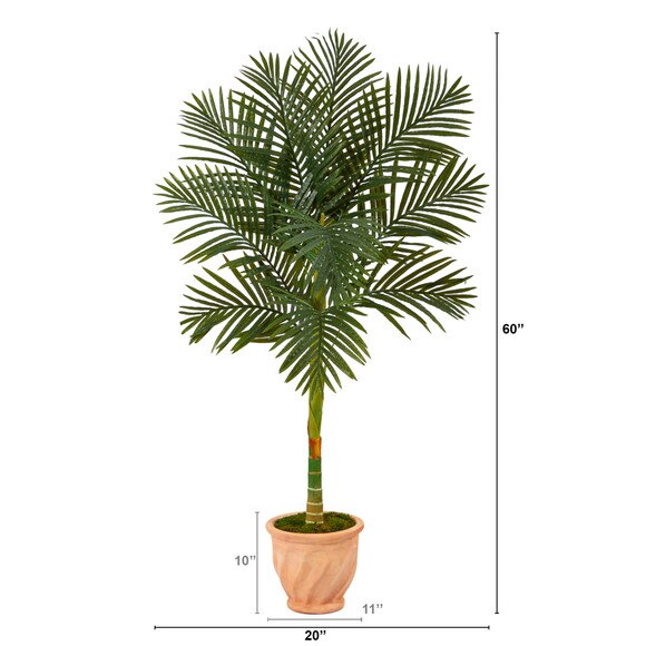 5 Golden Cane Artificial Palm Tree in Terra-Cotta Planter - SKU #T2178 - 1