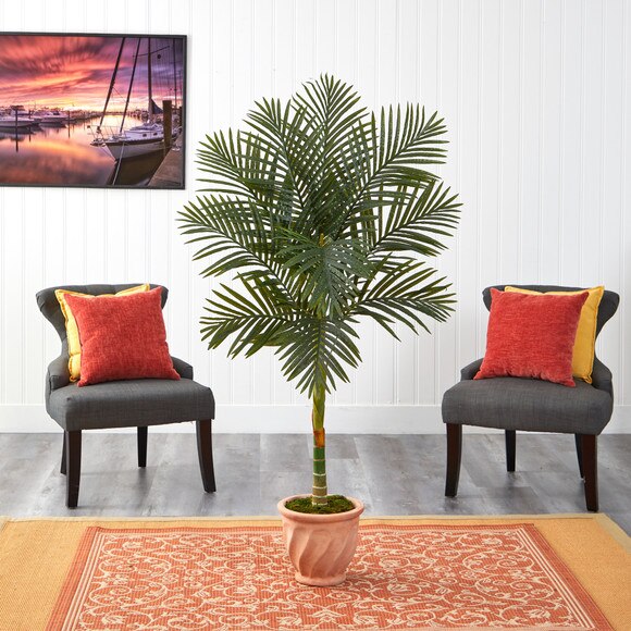 5 Golden Cane Artificial Palm Tree in Terra-Cotta Planter - SKU #T2178 - 2