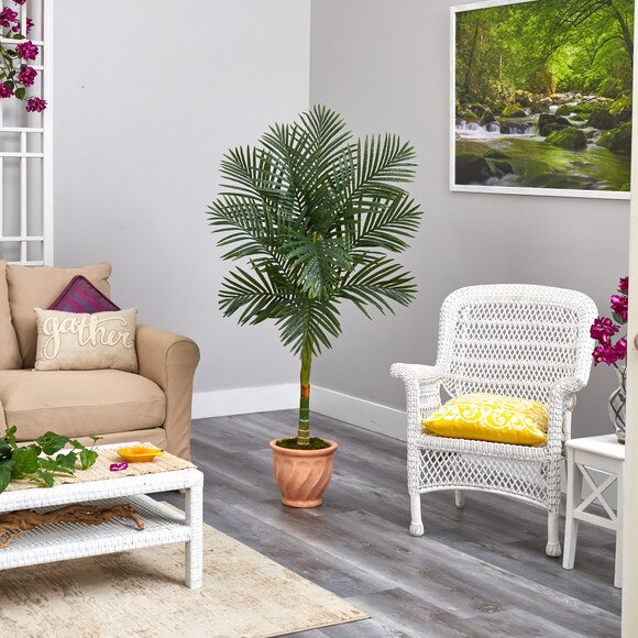 5 Golden Cane Artificial Palm Tree in Terra-Cotta Planter - SKU #T2178 - 3