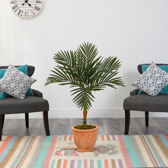 3.5 Golden Cane Artificial Palm Tree in Terra-Cotta Planter - SKU #T2188 - 2