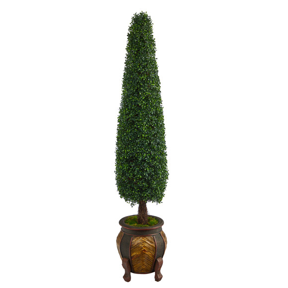 5.5 Boxwood Topiary Artificial Tree in Decorative Planter UV Resistant Indoor/Outdoor - SKU #T2198