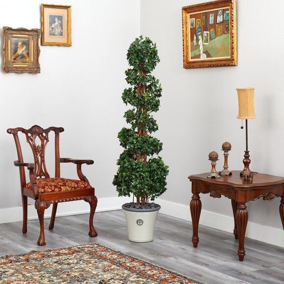 68 English Ivy Topiary Spiral Artificial Tree in Decorative Planter UV Resistant Indoor/Outdoor - SKU #T2204 - 3