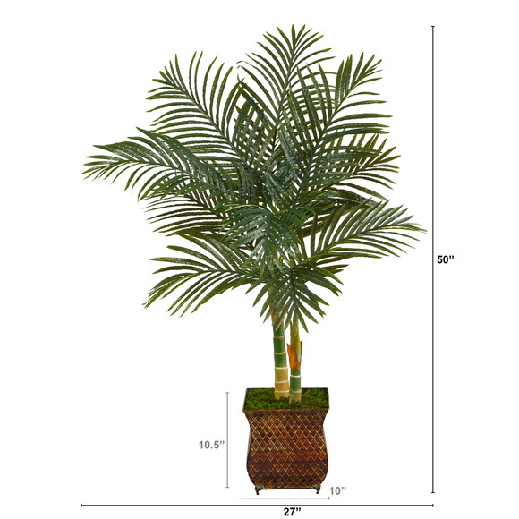 50 Golden Cane Artificial Palm Tree in Metal Planter - SKU #T2213 - 1