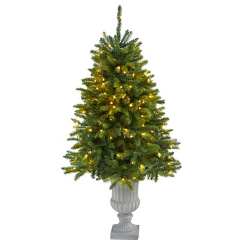 4.5 Sierra Spruce Natural Look Artificial Christmas Tree with 150 Clear LED Lights in Decorative Urn - SKU #T2254