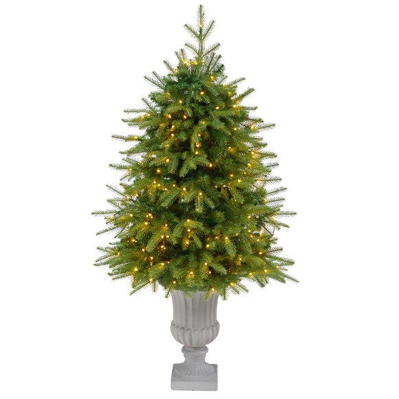 4.5 Vancouver Fir Natural Look Artificial Christmas Tree with 250 Clear LED Lights and 814 Bendable Branches in Decorative Planter - SKU #T2263