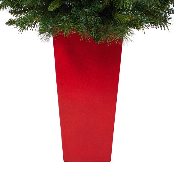 4 Wyoming Mixed Pine Artificial Christmas Tree with 150 Clear Lights and 270 Bendable Branches in Tower Planter - SKU #T2277 - 5