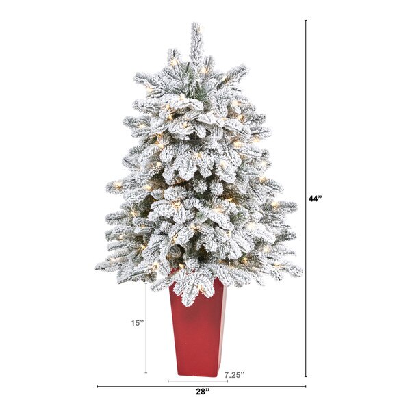 44 Flocked North Carolina Fir Artificial Christmas Tree with 150 Warm White Lights and 545 Bendable Branches in Planter - SKU #T2280 - 1