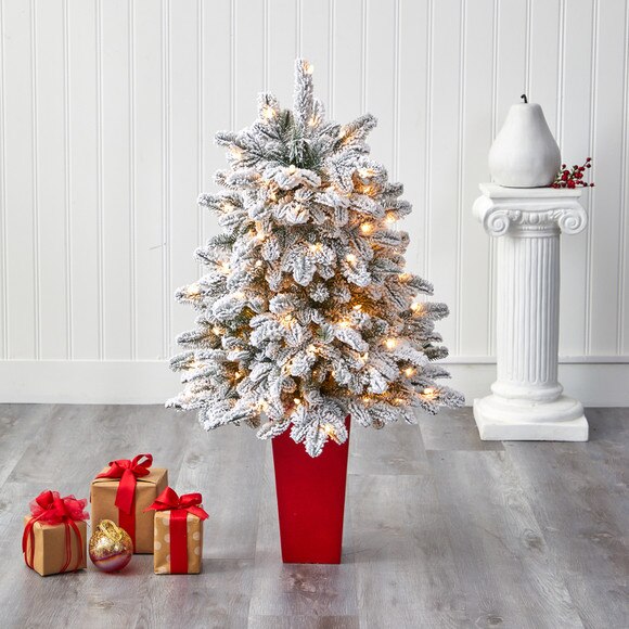 44 Flocked North Carolina Fir Artificial Christmas Tree with 150 Warm White Lights and 545 Bendable Branches in Planter - SKU #T2280 - 6