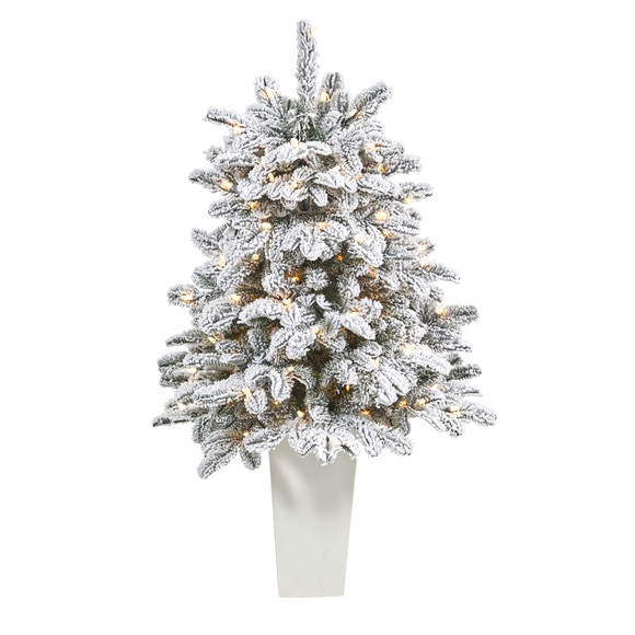 44 Flocked North Carolina Fir Artificial Christmas Tree with 150 Warm White Lights and 545 Bendable Branches in Planter - SKU #T2280 - 9