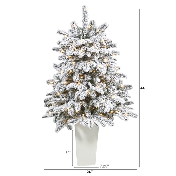 44 Flocked North Carolina Fir Artificial Christmas Tree with 150 Warm White Lights and 545 Bendable Branches in Planter - SKU #T2280 - 10